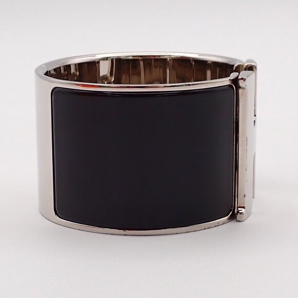 HERMES Logo Clic-Clac H XL Bracelet Black Silver 85RL215 - Picture 15 of 16